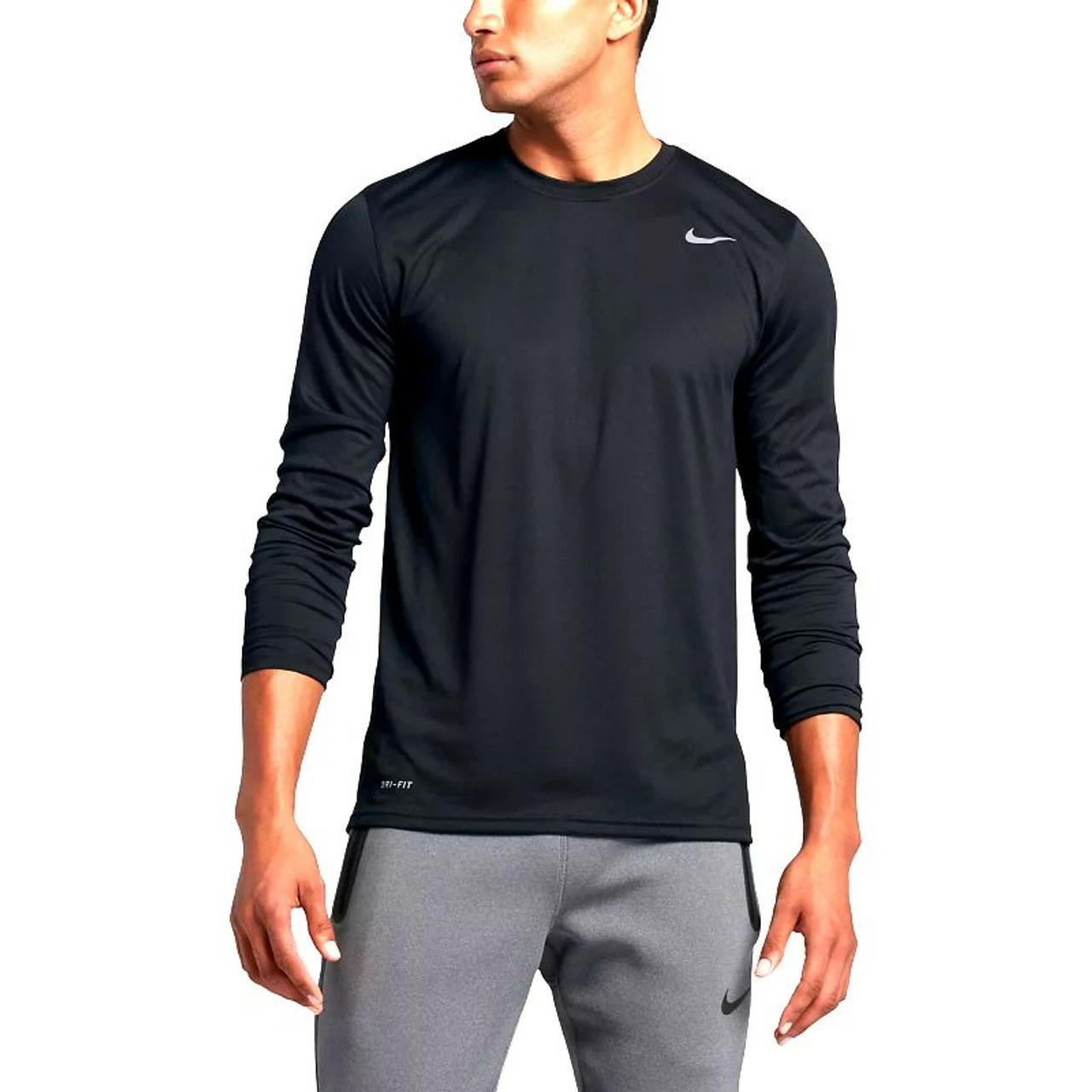 Nike Legend 2.0 Dri-Fit Long Sleeve Men's Crew, Black 4 Nike Legend 2.0 Dri-Fit Long Sleeve Men's Crew, Black - Image 4