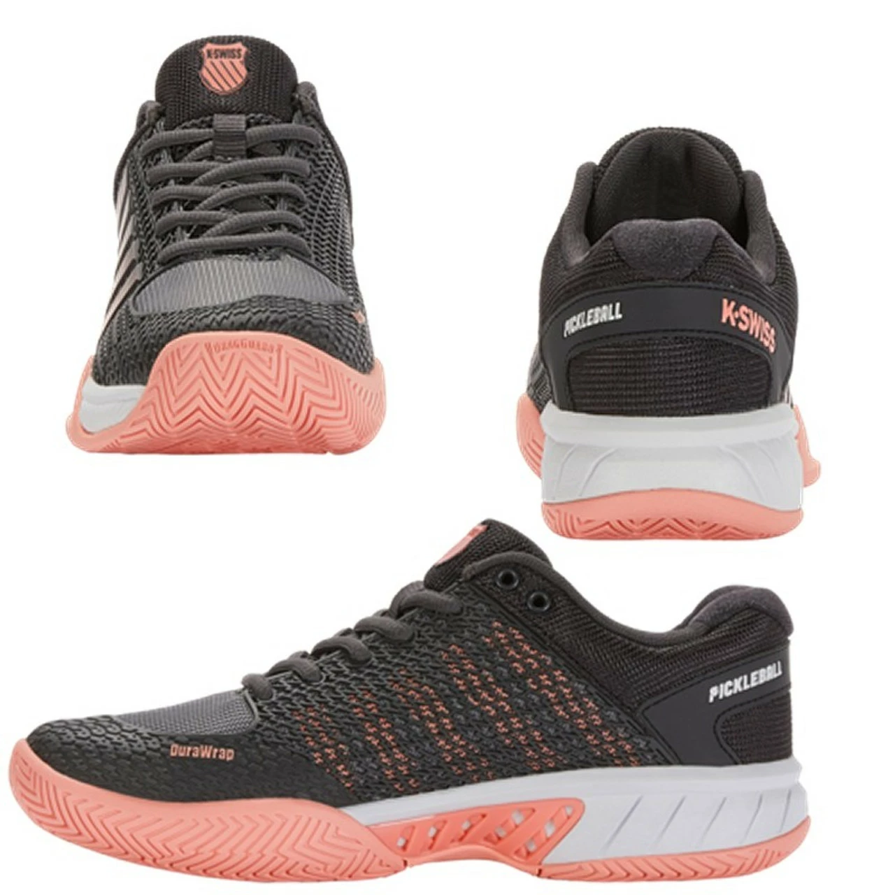 K-Swiss Express Light Pickleball, Women, Ashpalt/Peach 2 K-Swiss Express Light Pickleball, Women, Ashpalt/Peach - Image 2