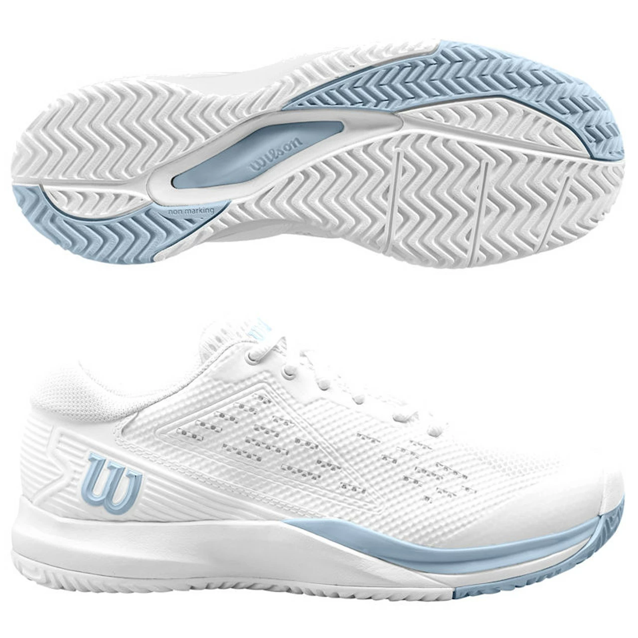 Wilson Rush Pro Ace Ladies WIDE WIDTH, White/Baby Blue 1 Wilson Rush Pro Ace Ladies WIDE WIDTH, White/Baby Blue